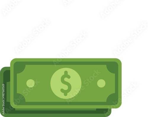 This minimalist illustration of two green dollar bills is perfect for representing financial concepts