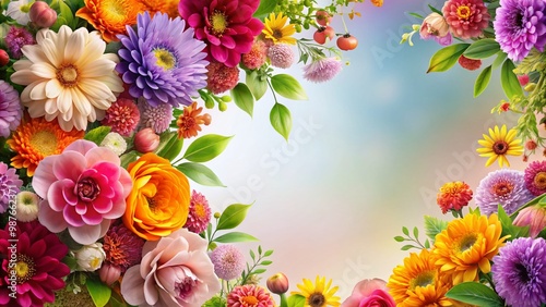 Elegant Border Floral Design with Vibrant Colors Perfect for Invitations and Decorative Purposes