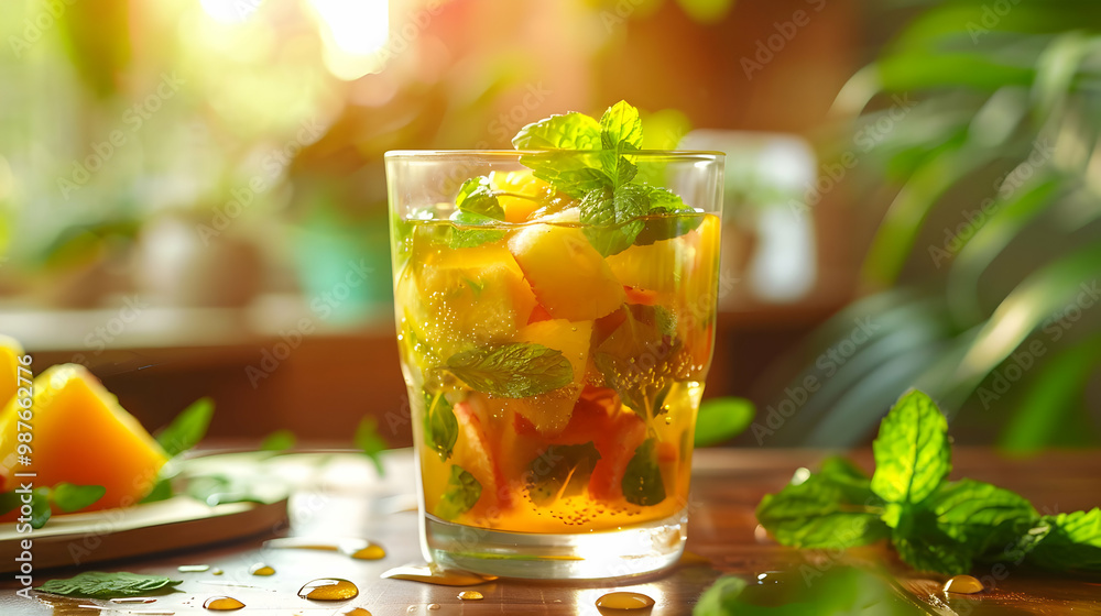 Refreshing Iced Tea with Mint and Citrus Fruit Refreshing Iced Tea with Mint and Citrus Fruit