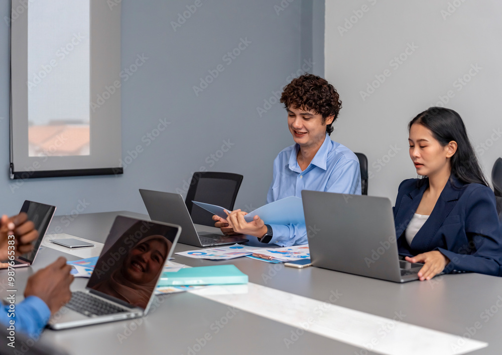 group of multiracial business people having meeting a strategy,planning,operation results in the office room group of multiracial business people having meeting a strategy,planning,operation results in the office room