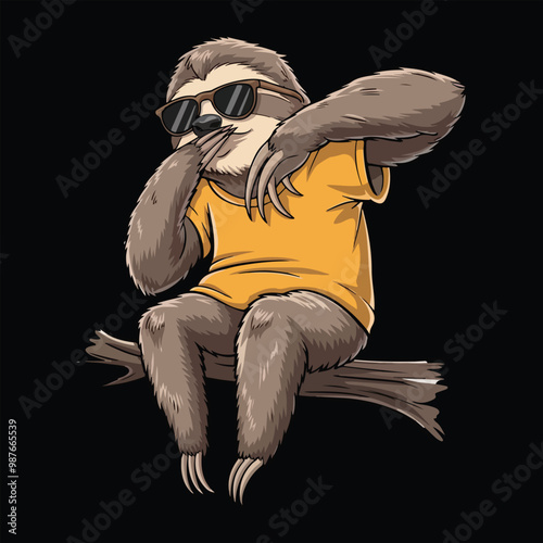 Dabbing Sloth Sitting on the bough