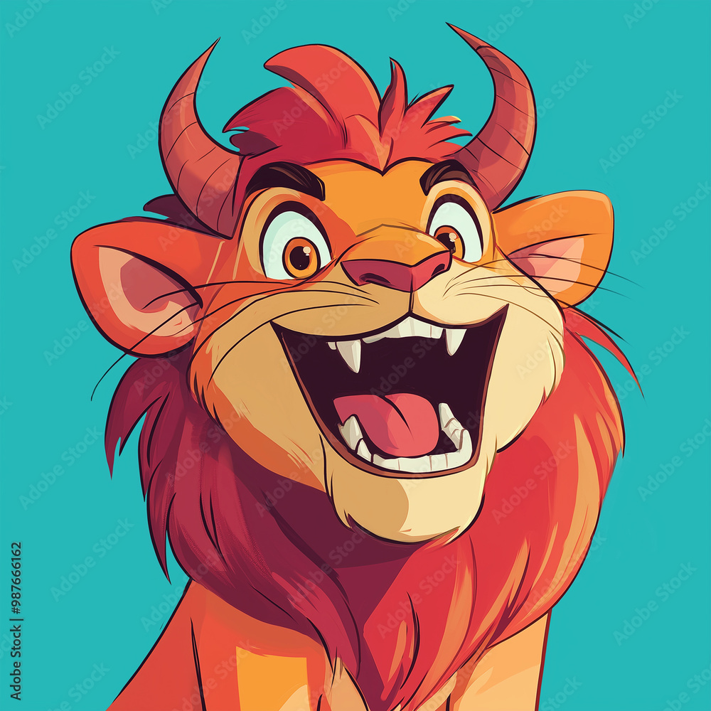 Obraz premium The cute orange cartoon lion, game character, Illustration