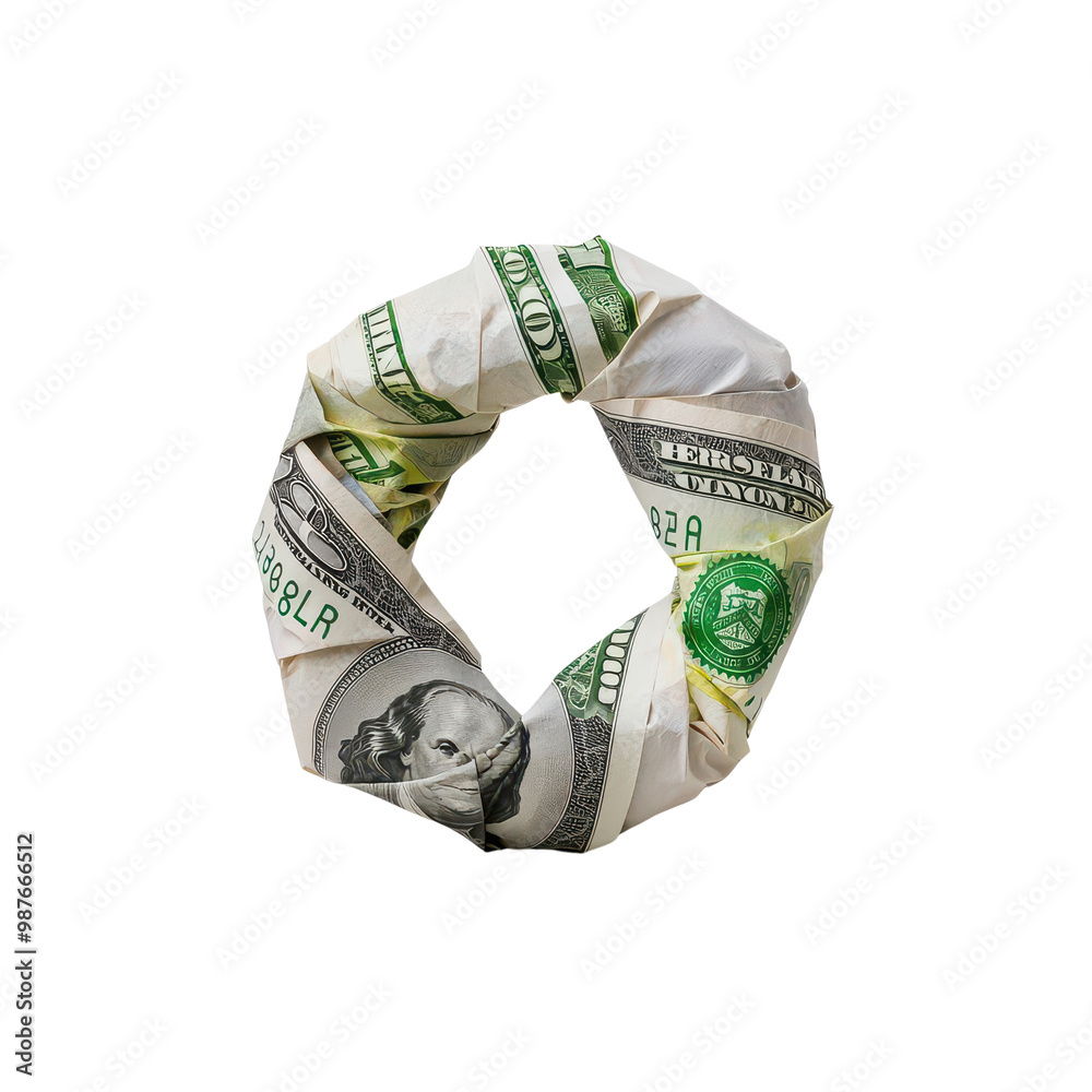 Money wrapped into a circular shape, white isolate background Money wrapped into a circular shape, white isolate background