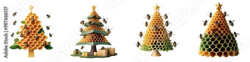 Creative honeycomb Christmas tree designs, perfect for holiday decoration inspiration and festive artistic projects.