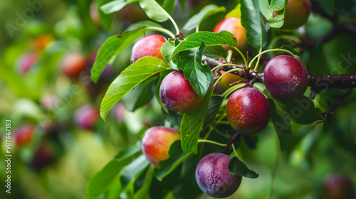 Wallpaper Mural Close-up of Ripe Plums on a Branch Torontodigital.ca