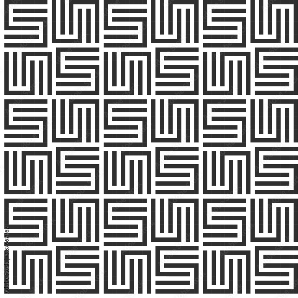 Symmetric lines lattice. Vector monochrome tiled background. Repeating geometric and symmetric ornament. Modern stylish texture. Symmetric lines lattice. Vector monochrome tiled background. Repeating geometric and symmetric ornament. Modern stylish texture.
