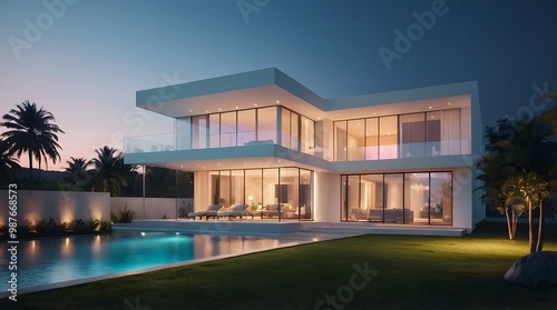 Modern and Contemporary Facade, Luxury Exterior Design, Detailed Design, Lighting,