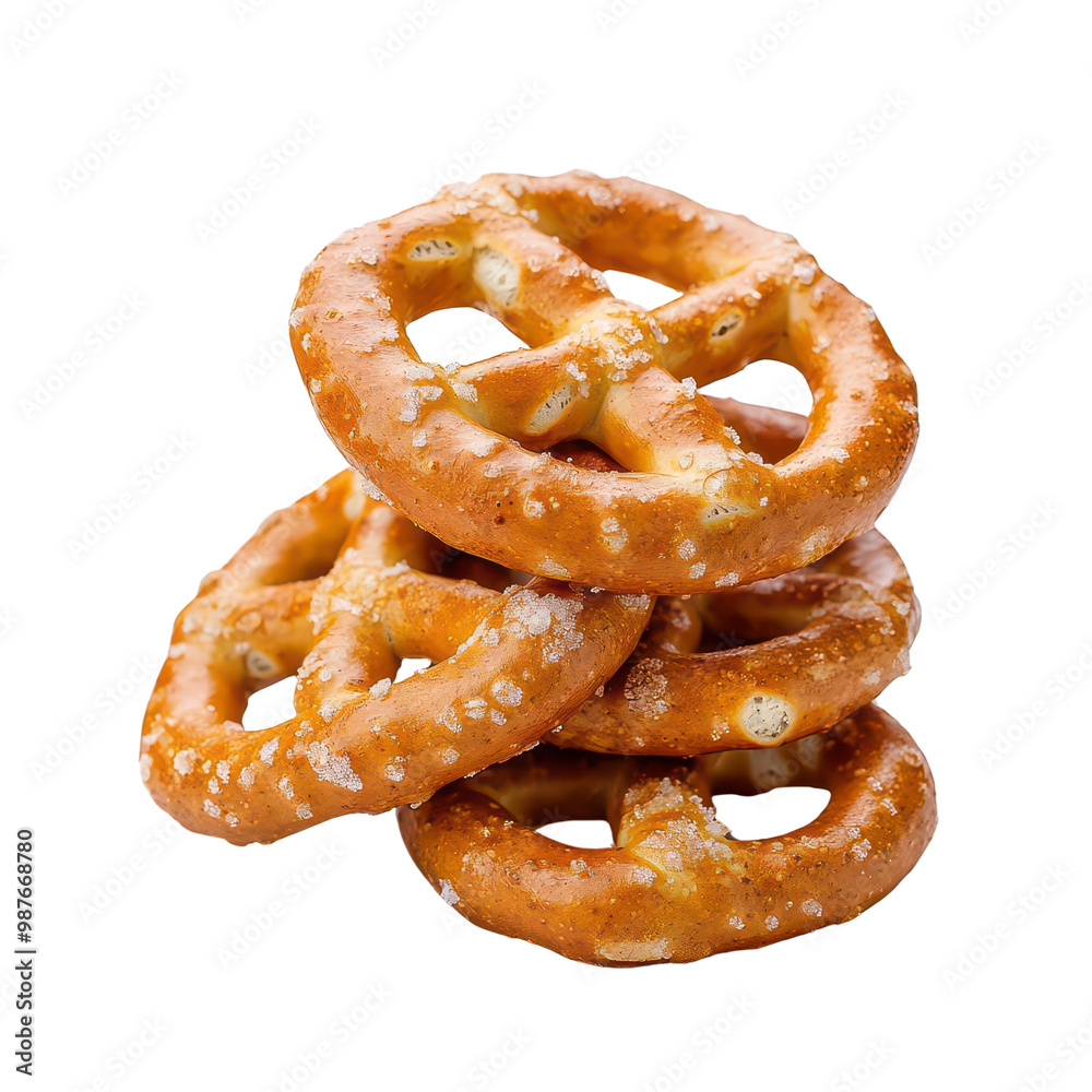 Stack of crunchy pretzels on transparent background. Stack of crunchy pretzels on transparent background.