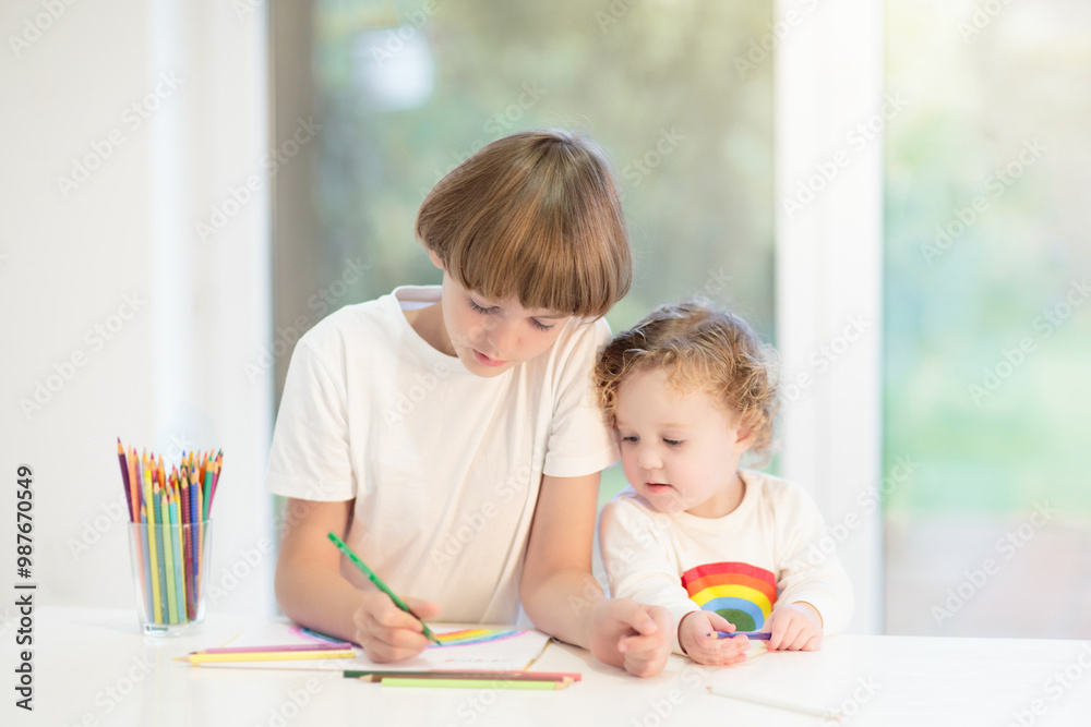 Kids paint. Child painting. Little girl drawing. Kids paint. Child painting. Little girl drawing.