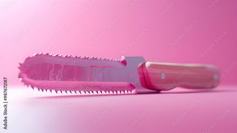 Pink Knife with Wooden Handle, a Minimalist's Dream Pink Knife with Wooden Handle, a Minimalist's Dream