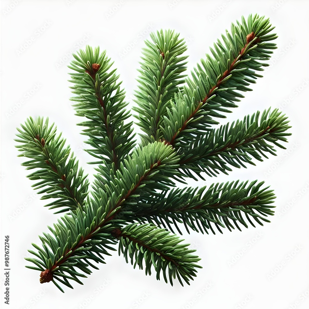 Close-Up of Evergreen Pine Branch with Needles, Isolated on White Background, Perfect for Christmas Decorations, Winter Holiday Designs, Natural Forest Elements Close-Up of Evergreen Pine Branch with Needles, Isolated on White Background, Perfect for Christmas Decorations, Winter Holiday Designs, Natural Forest Elements