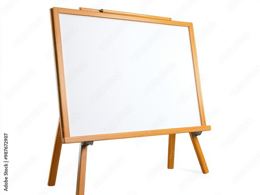 Wooden Whiteboard Easel Isolated on White Background Wooden Whiteboard Easel Isolated on White Background