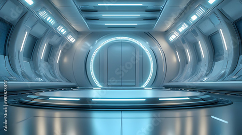 Fototapeta Naklejka Na Ścianę i Meble -  Futuristic Spaceship Interior 3D Illustration