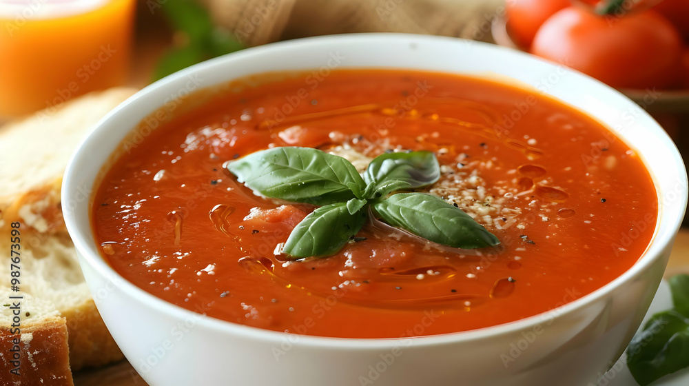 Tomato Soup with Basil and Parmesan Cheese Tomato Soup with Basil and Parmesan Cheese