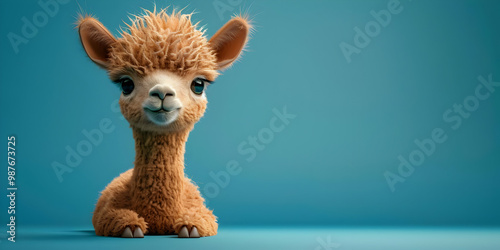 Cute Alpaca with Copy Space, Perfect for Your Designs photo