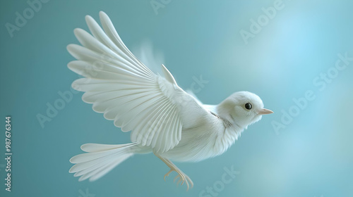 White Dove Soaring Through the Sky, A Symbol of Peace and Hope, Copy Space