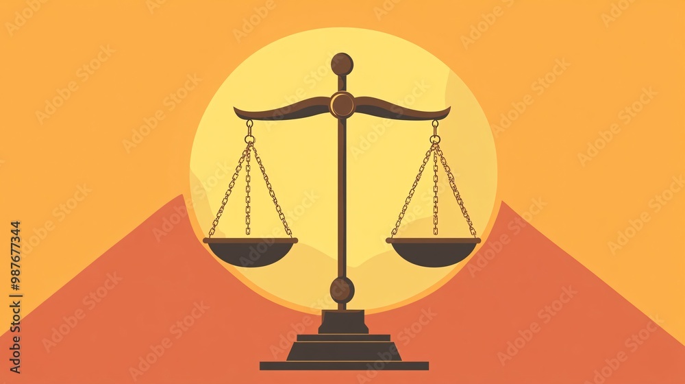 Dawn of Justice - Hopeful Scales of Justice Flat Design Illustration