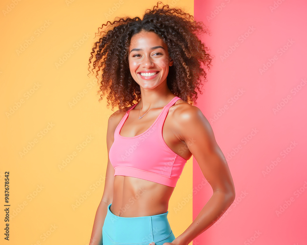 Naklejka premium athletic woman in sportswear leggings