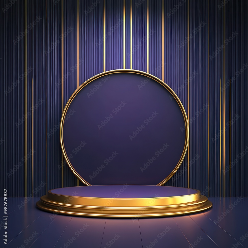 Elegant Gold and Purple Product Display Stand. Elegant Gold and Purple Product Display Stand.