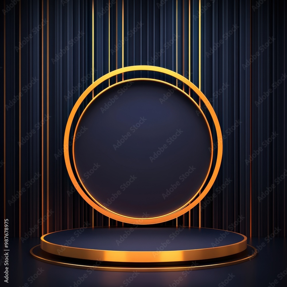 Abstract Gold and Black Circular Platform. Abstract Gold and Black Circular Platform.