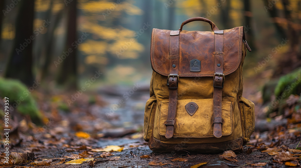 Adventure backpack symbolizes exploration Adventure backpack symbolizes exploration