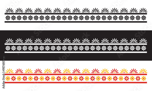 Durga Puja Border Decorations, Durga Puja Frame, Durga Puja Background. Hindu Festival.  Vector illustration. EPS 10