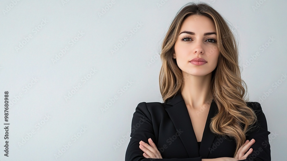 Confident and Empowered: A portrait of a determined woman, her arms crossed in a confident pose, embodying strength and leadership. Confident and Empowered: A portrait of a determined woman, her arms crossed in a confident pose, embodying strength and leadership.
