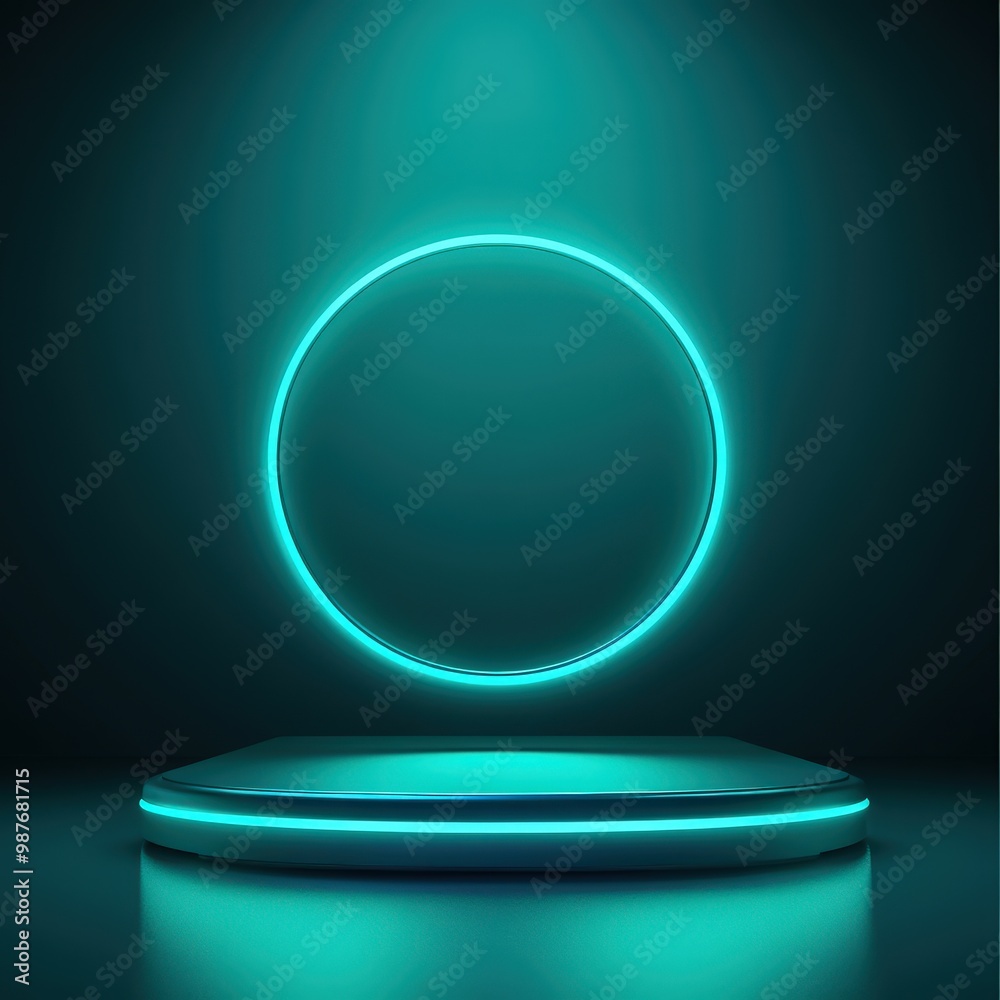 Neon Circle and Platform Abstract Background. Neon Circle and Platform Abstract Background.