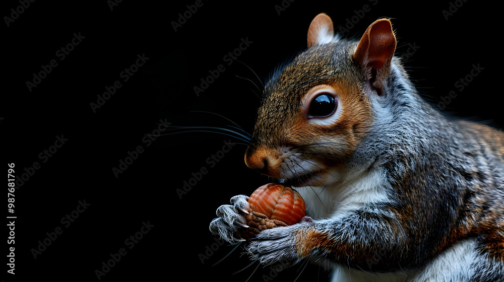 Squirrel Devouring Nut with Copy Space Squirrel Devouring Nut with Copy Space