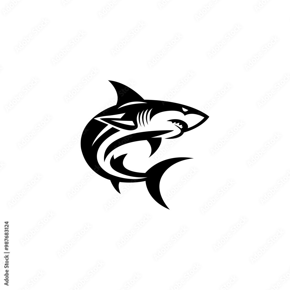 shark logo template vector ,icon in white background
