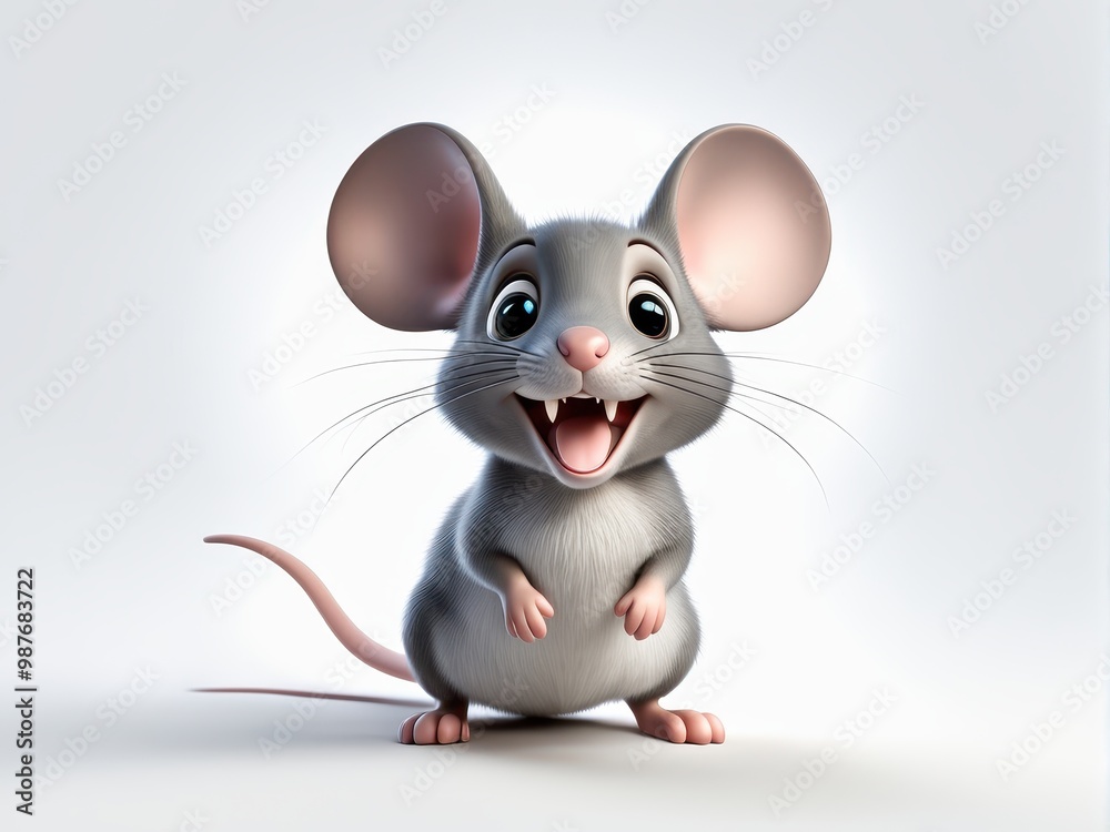 A cheerful cartoon mouse with big ears and a wide smile, designed for entertainment or children's media. A cheerful cartoon mouse with big ears and a wide smile, designed for entertainment or children's media.