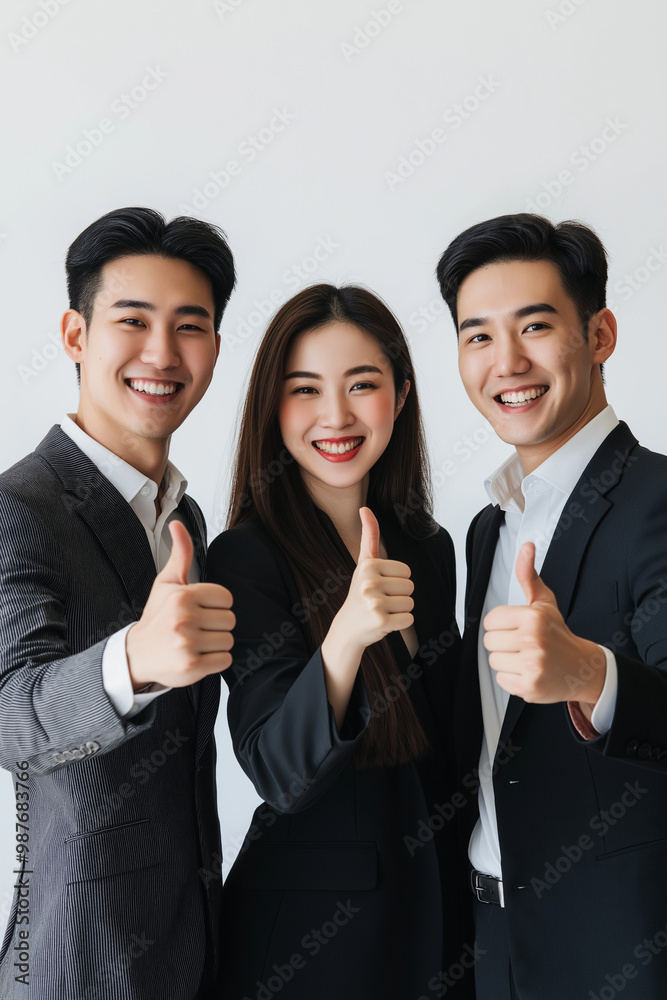 Confident Team of Young Professionals Giving Thumbs Up Confident Team of Young Professionals Giving Thumbs Up