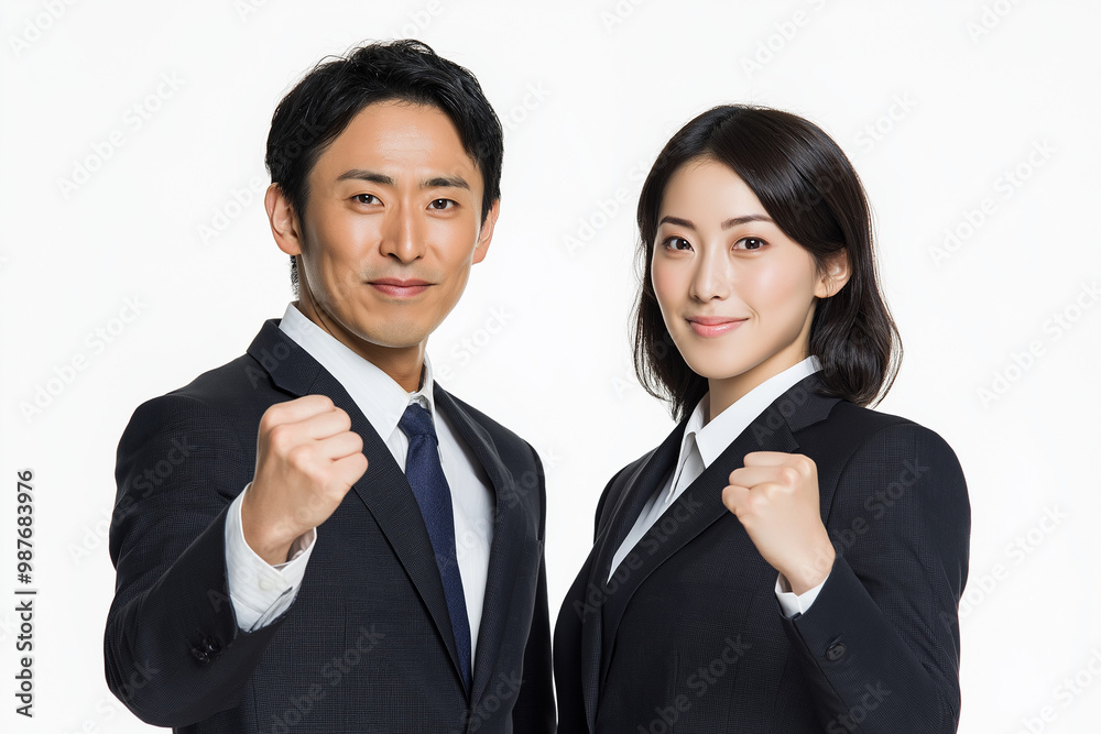 Confident Business Professionals in Formal Attire Showing Team Spirit Confident Business Professionals in Formal Attire Showing Team Spirit