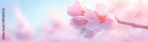 A close up of a pink flower with a blue background