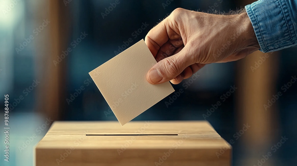 Voting Ballot Being Dropped Into Ballot Box. Voting Ballot Being Dropped Into Ballot Box.