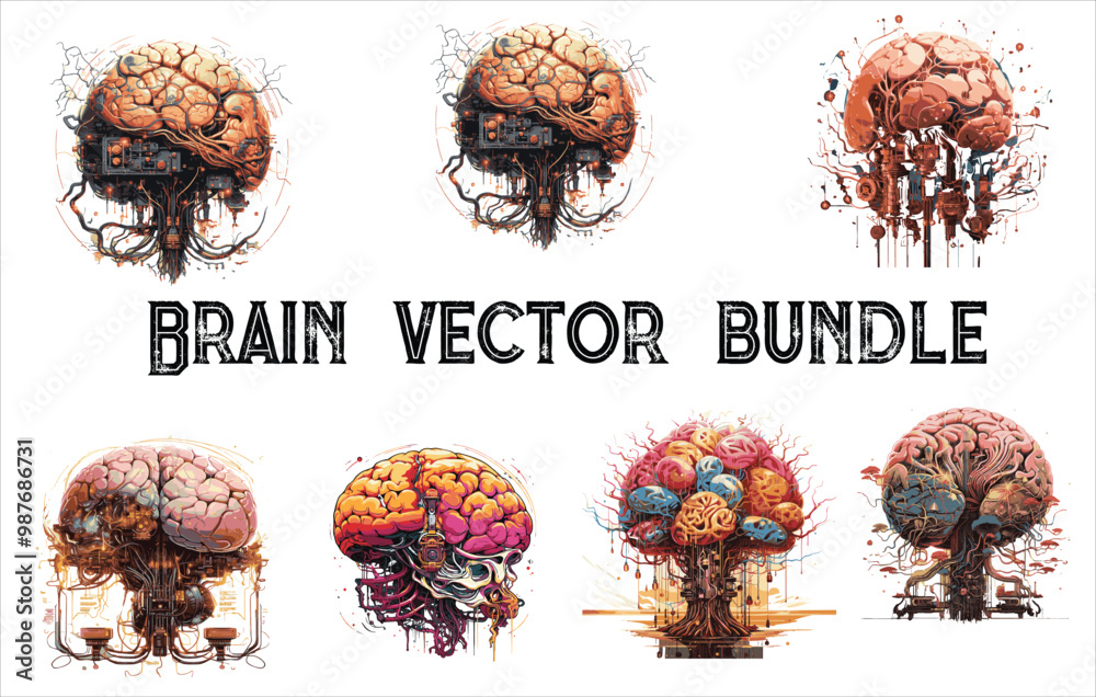 Brain vector bundle. Brain art bundle