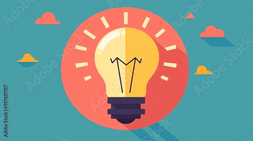 Illuminating Growth - Bright Idea Concept with Upward Arrow in Flat Design Illustration