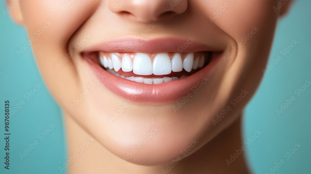 A close-up of a woman's smile, showcasing her perfect white teeth and healthy gums. A close-up of a woman's smile, showcasing her perfect white teeth and healthy gums.