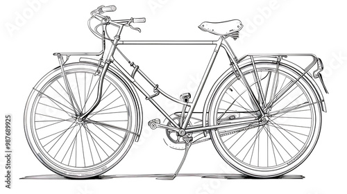 Vintage bicycle illustration, line art, classic design.