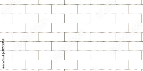 Abstract bathroom wall and floor brick wall texture background. white brick vector illustration texture of the wall with masonry Bricks laid in rows background.	