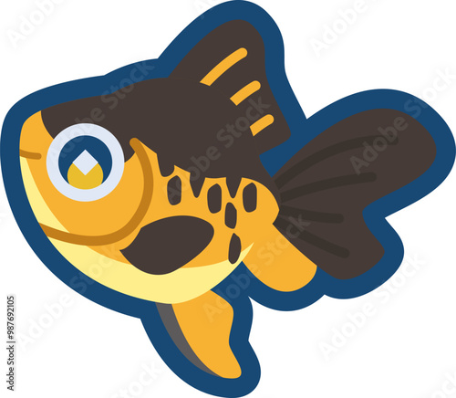 かわいい金魚（虎琉金）のイラスト