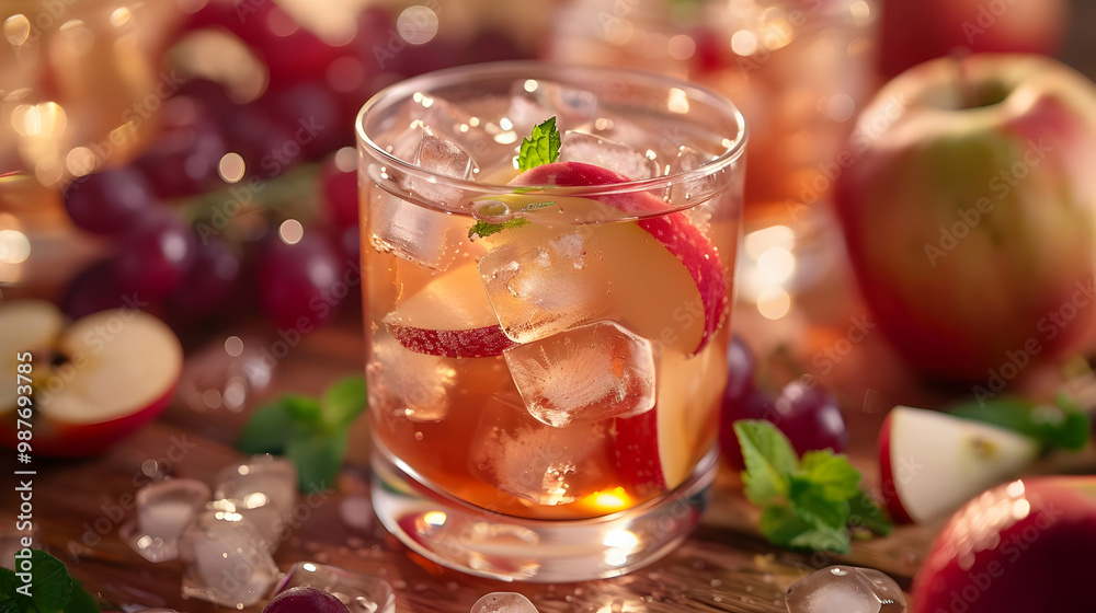 Refreshing Apple Cider Drink with Ice and Mint Refreshing Apple Cider Drink with Ice and Mint