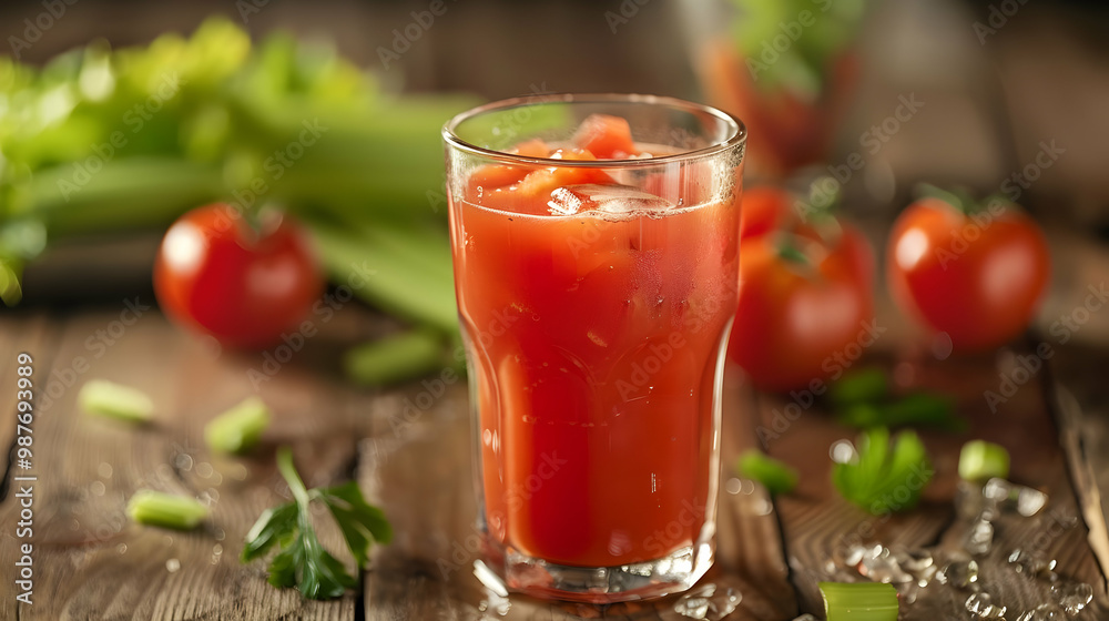 Refreshing Tomato Juice with Celery and Ice Refreshing Tomato Juice with Celery and Ice
