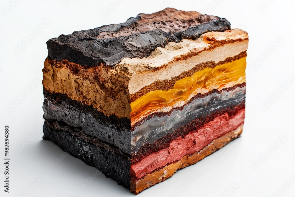 A detailed cross-section of an underground oil reservoir, with layers ...