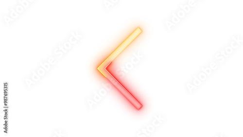 Neon icon chevron left symbol brown red color transparent background