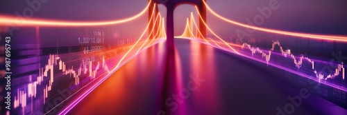 Creative graphic show economy and financial growth. Finance and money technology background