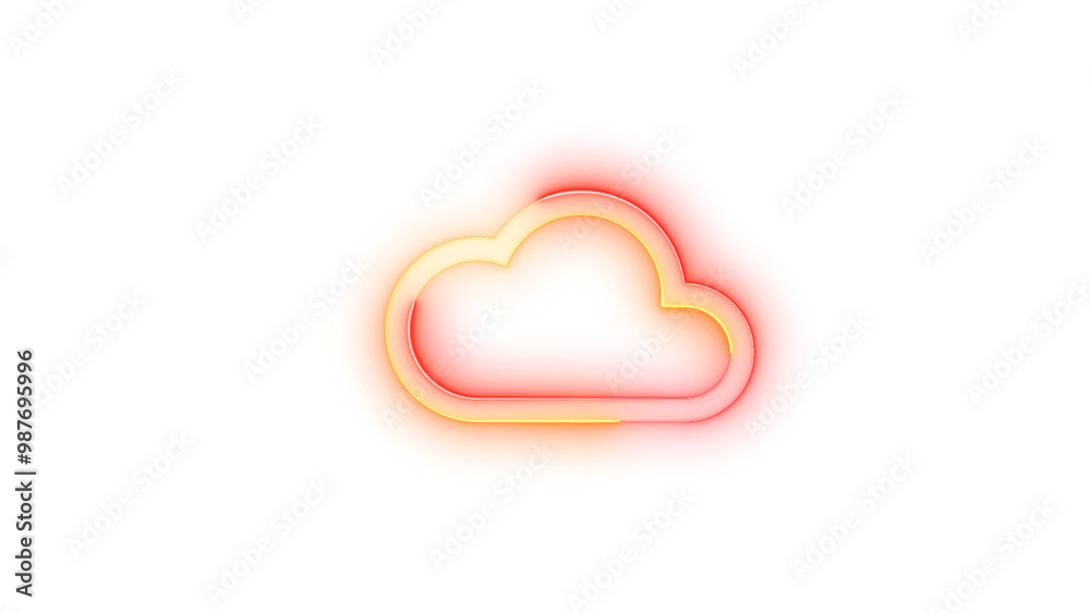 Neon icon cloud symbol brown red color transparent background Neon icon cloud symbol brown red color transparent background