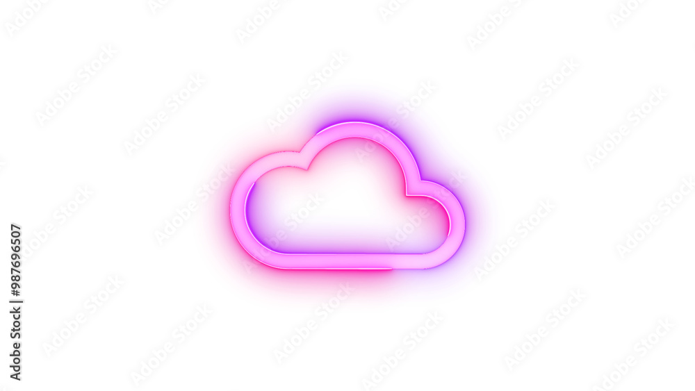 Neon icon cloud symbol pink purple color transparent background Neon icon cloud symbol pink purple color transparent background