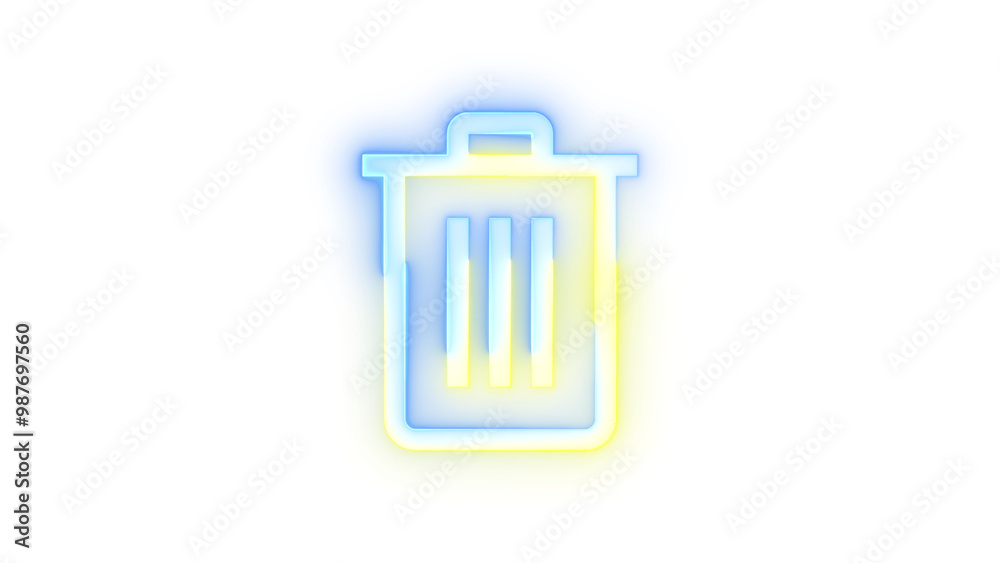 Neon icon delete symbol blue yellow color transparent background Neon icon delete symbol blue yellow color transparent background