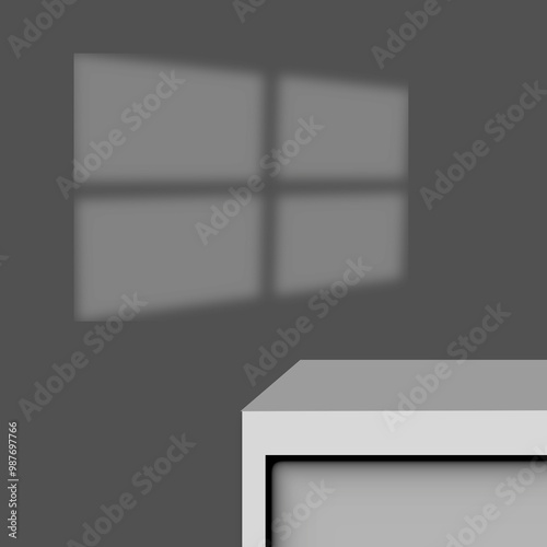 Minimalistic poster design with soft shadow effect and abstract window shapes, perfect for modern interior decor and graphic layouts